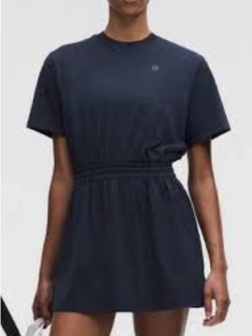 Lululemon Smocked Waist T-Shirt Dress Black Size 4 Recycled Polyester